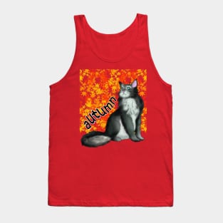 A black and white cat for Autumn Tank Top